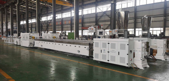 Beli WPC kayu plastik profil 240mm PVC dinding berbusa panel dekrocation mesin ekstrusi 55/120 PVC ganda sekrup extruder online manufacture