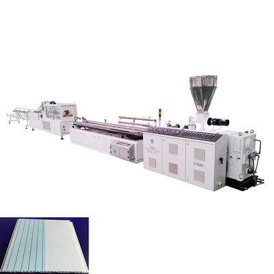 خرید Plastic False Ceiling PVC Wall Panel Board Extrusion Line with Conical Twin Extruder HYZS65/132 37kw Main Motor Power online manufacture